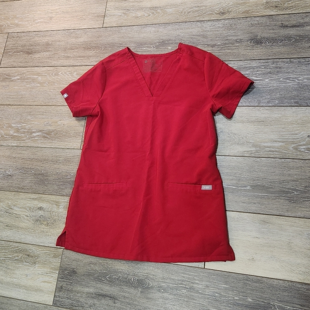Figs Winning Red V-Neck Scrub Top Size Xsmall